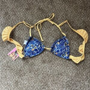 Strawberry Milk Mob Floral Bikini - Blue and Yellow